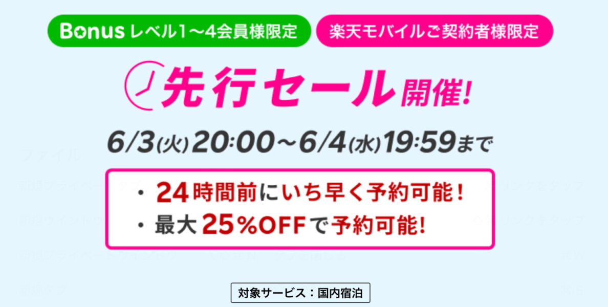 楽天トラベル対象者先行スーパーセール